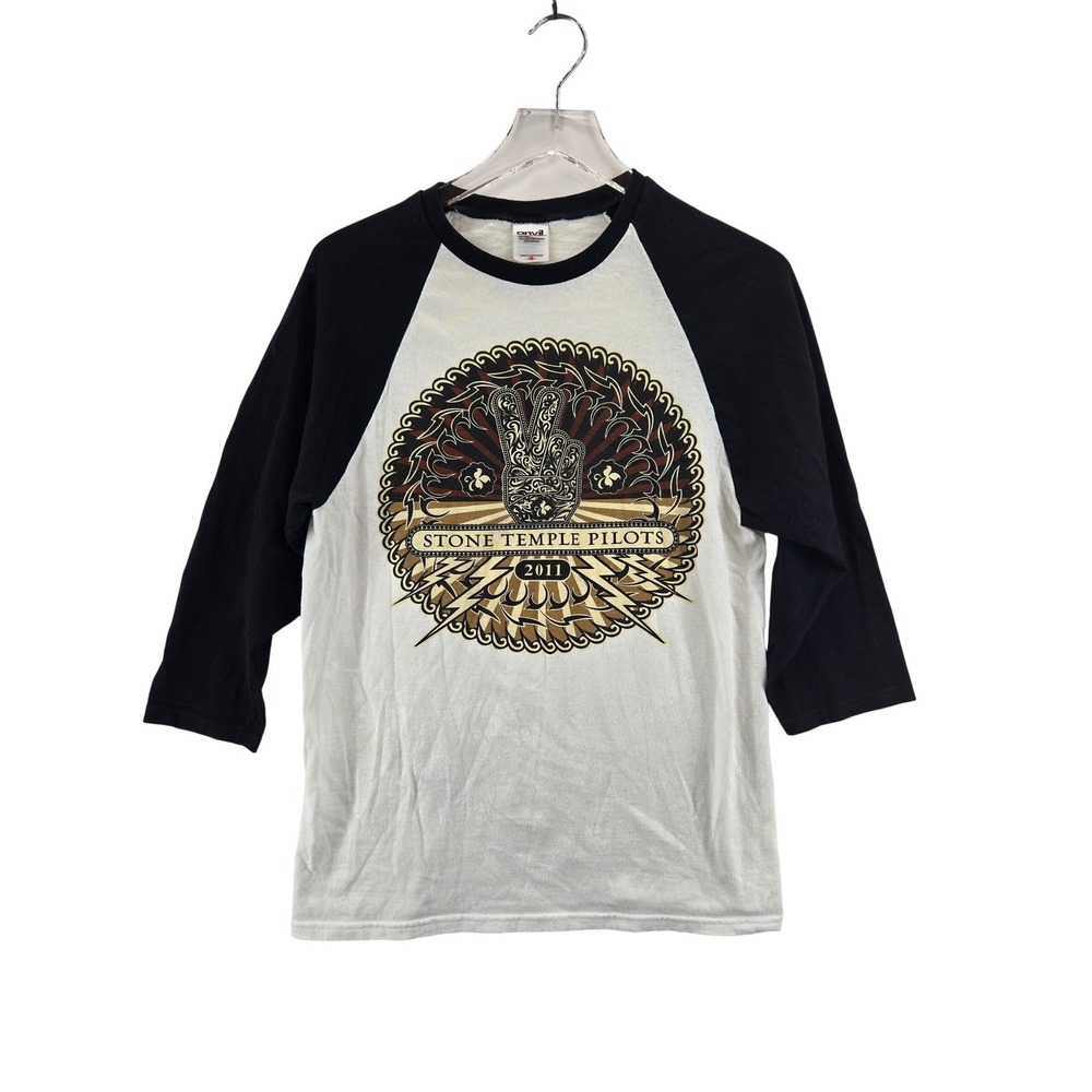 Stone Temple Pilots 2011 Concert Tour Raglan Baseball Tee Mens Small Black White